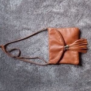 Italian Leather envelope bag with tassels